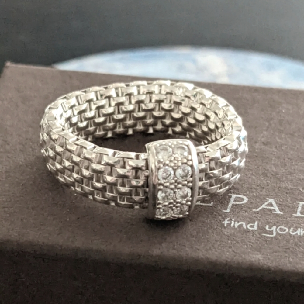 Silpada Italia Stretch Ring Sterling Silver Cubic Zirconia